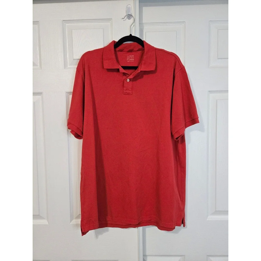 J. Crew Repp Polo Mens XL Red Short Sleeve Cotton Pique Shirt 82319 NEW